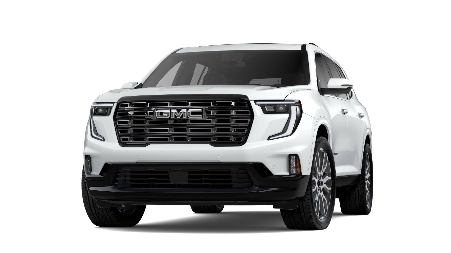 2026 GMC Acadia Denali Ultimate in Summit White — front three-quarter view