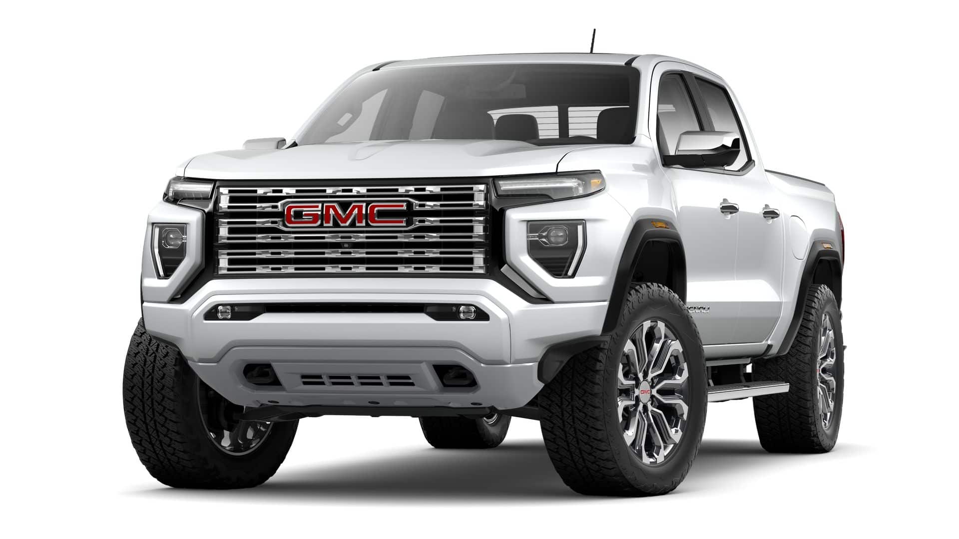 2026 GMC Canyon Denali in Summit White — front three-quarter view