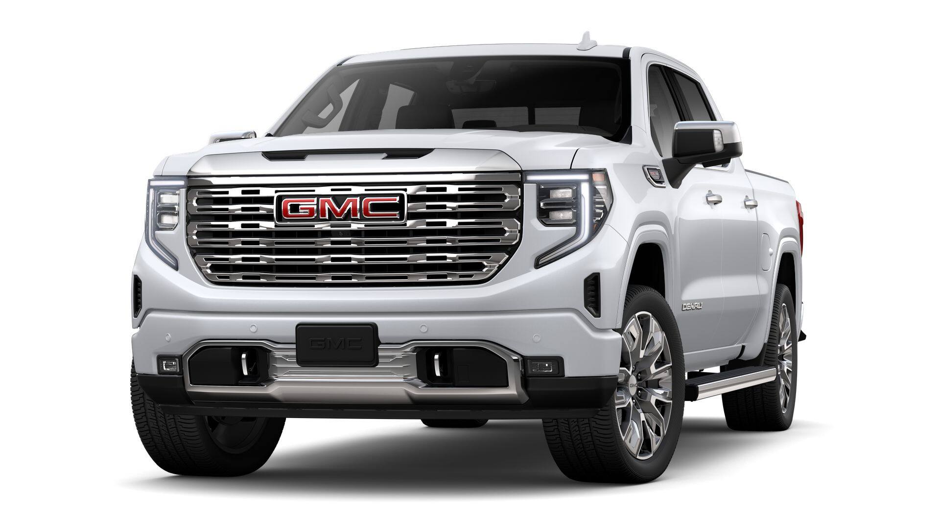 2026 GMC Sierra 1500 Denali in Glacier White Tricoat — front three-quarter view